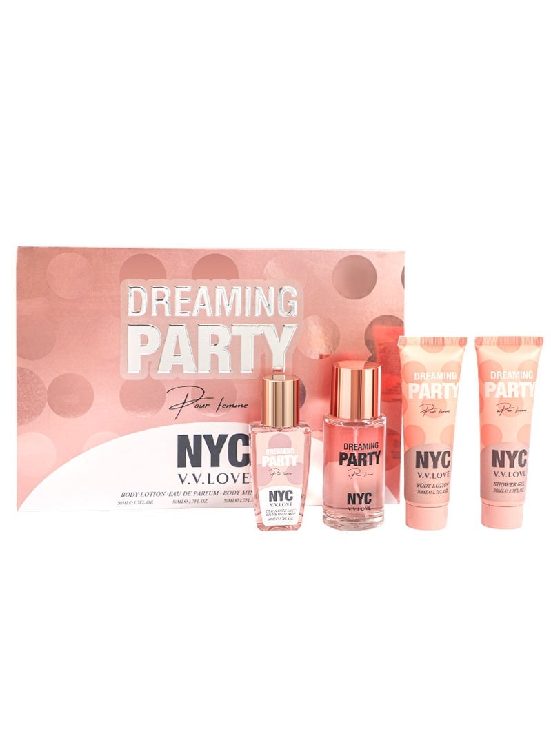 Dreaming Life is good (Pink) 4pcs Set, 50ml Perfume + 50ml Shower Gel + 50ml Body Lotion + 50ml Body Spray - Image 1